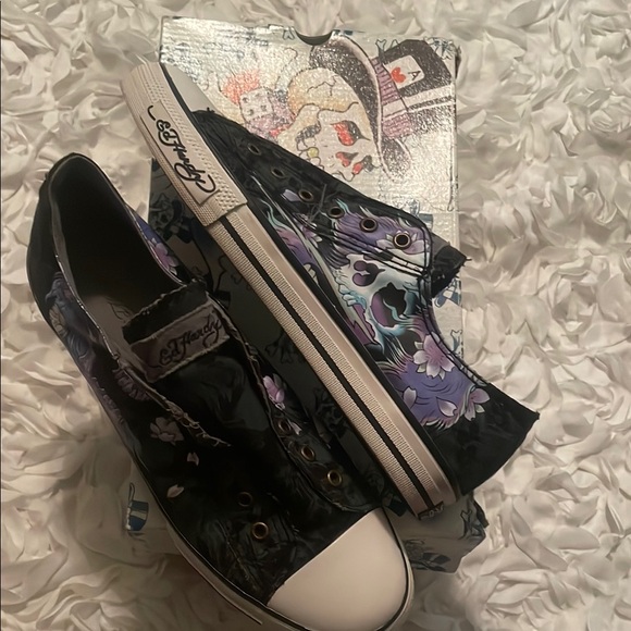 Ed Hardy Other - Ed Hardy Black and Purple Cosmic Sneakers